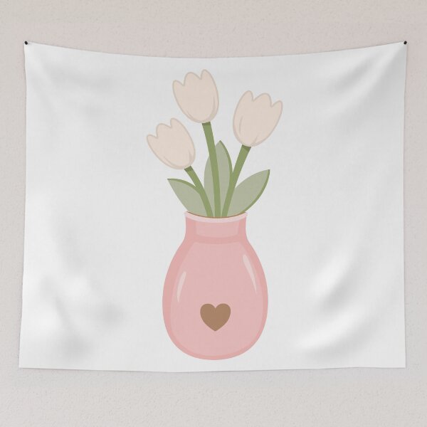 Item preview, White Tulips Bouquet Pink Ceramic Vase designed and sold by Anne97s.