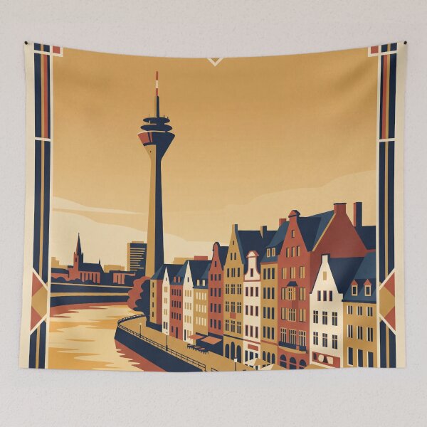 Item preview, Düsseldorf Germany Vintage Travel Poster – Rhine Art designed and sold by Bomax121.