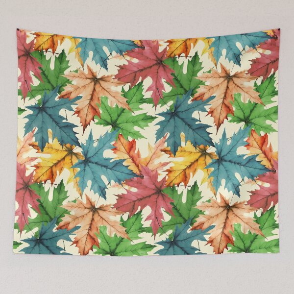 Item preview, Colorful Autumn Leaf Pattern | Warm Colors | Cream Background designed and sold by UnhingedBird.