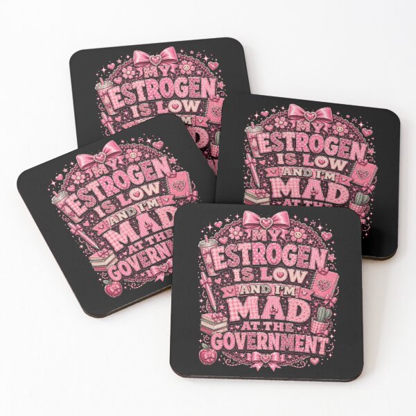 Item preview, my estrogen is low and i'm mad at the government tee, Funny Menopause designed and sold by THREE LITTLE BEANS.