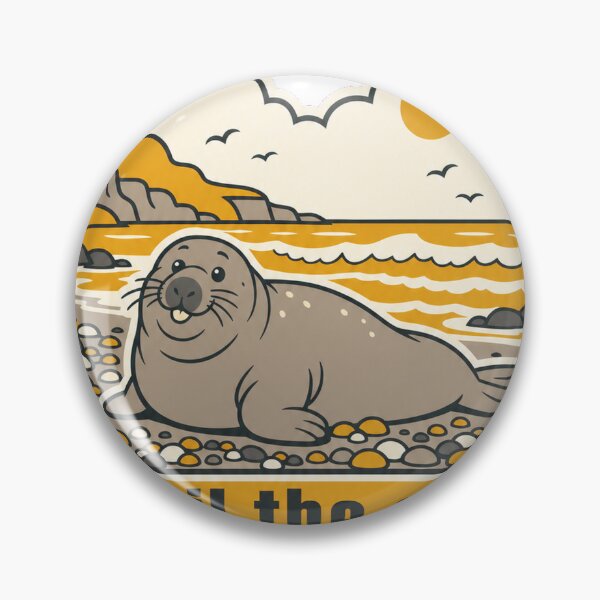 Item preview, Neil the Seal Beach Haul Out - Funny Chonky Sea Creature Art designed and sold by VisualArtsOasis.