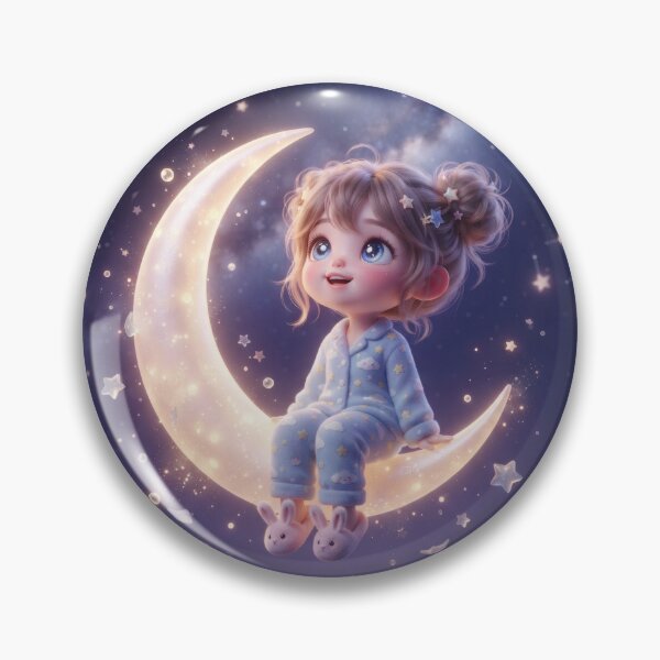 Item preview, Cute Girl Sitting On The Glowing Moon designed and sold by Azurart2.