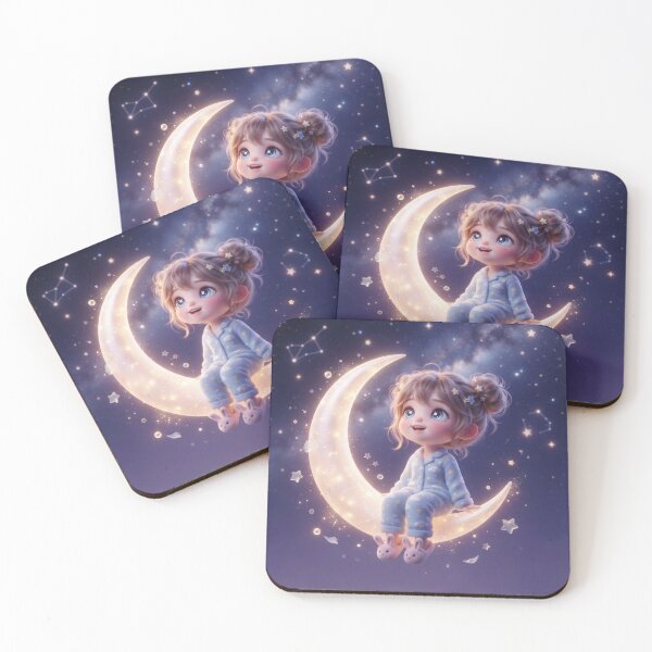 Item preview, Cute Girl Sitting On The Glowing Moon designed and sold by Azurart2.