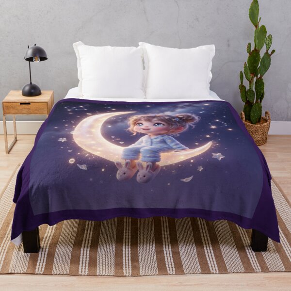 Item preview, Cute Girl Sitting On The Glowing Moon designed and sold by Azurart2.