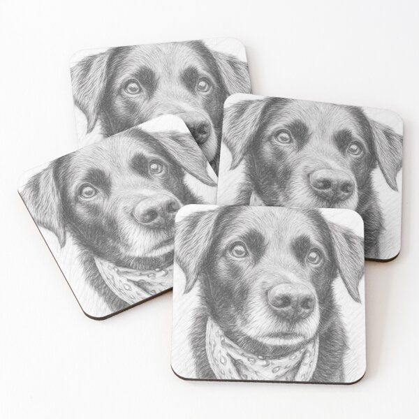 Item preview, Border Collie Crossbreed Pencil Portrait | Black and White Dog Sketch Art Print designed and sold by Leon Woods Pencil Art.