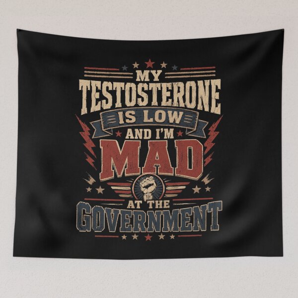 Item preview, my estrogen is low and i'm mad at the government tee, Funny Menopause designed and sold by THREE LITTLE BEANS.