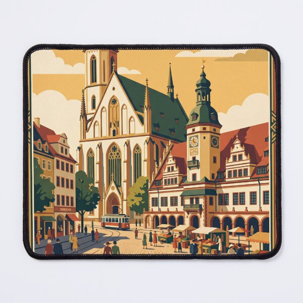 Item preview, Leipzig Germany Vintage Travel Poster – Market Art designed and sold by Bomax121.