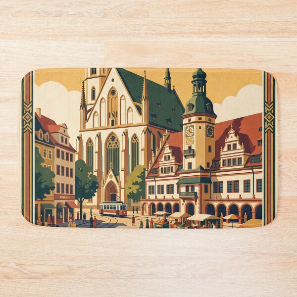 Item preview, Leipzig Germany Vintage Travel Poster – Market Art designed and sold by Bomax121.