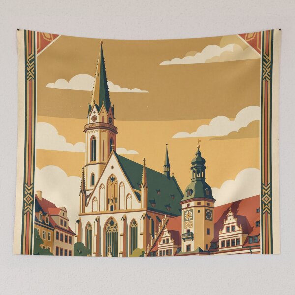 Item preview, Leipzig Germany Vintage Travel Poster – Market Art designed and sold by Bomax121.