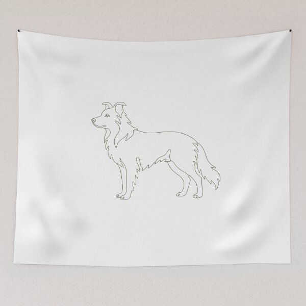Item preview, Minimalist Border Collie Sage Green Line Art designed and sold by Breed And Build.