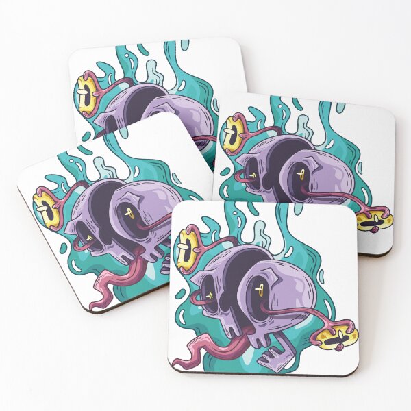 Item preview, Surreal Twin Skull Creature With Teal Flames designed and sold by ndesigne.