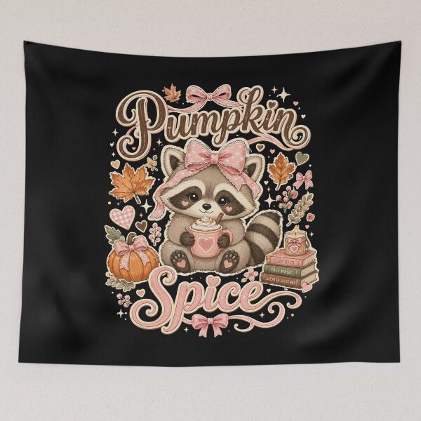 Item preview, Pumpkin Spice Raccoon – Cute Autumn Coffee Aesthetic designed and sold by THREE LITTLE BEANS.