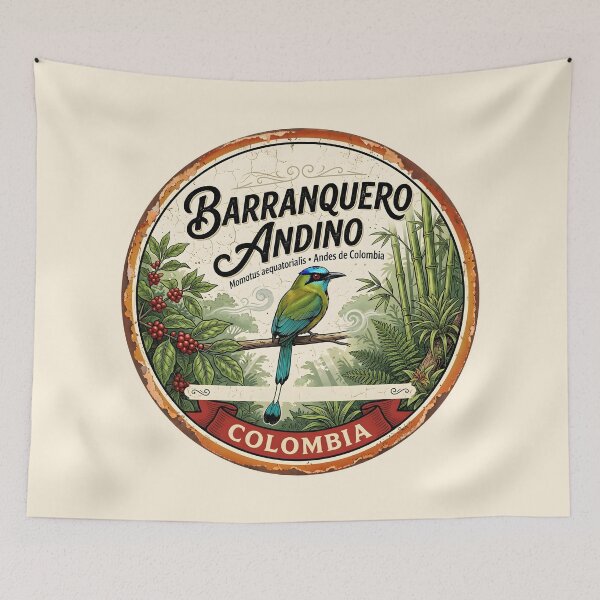 Item preview, Andean Motmot Sticker — Vintage Colombian Cloud Forest Bird Badge designed and sold by ColombianaShop.