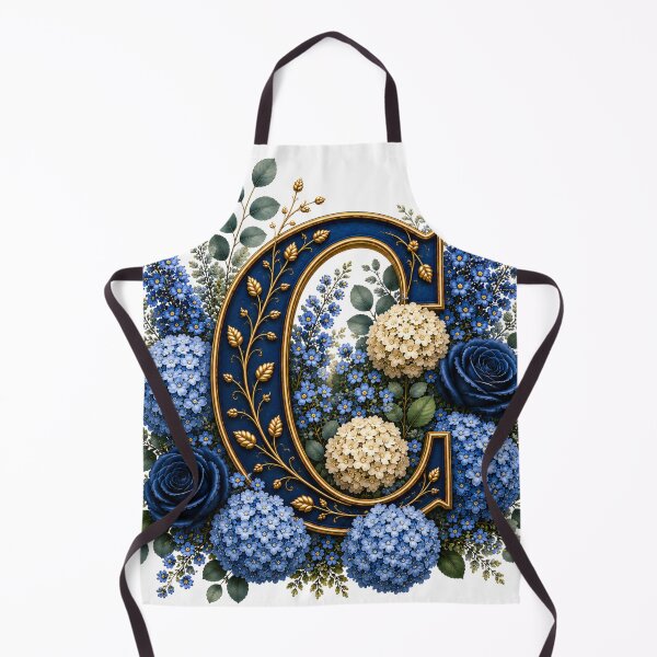Item preview, Elegant Letter C Monogram with Blue Hydrangeas & Gold Botanical Design | Luxury Floral Initial Art designed and sold by MoodLay.