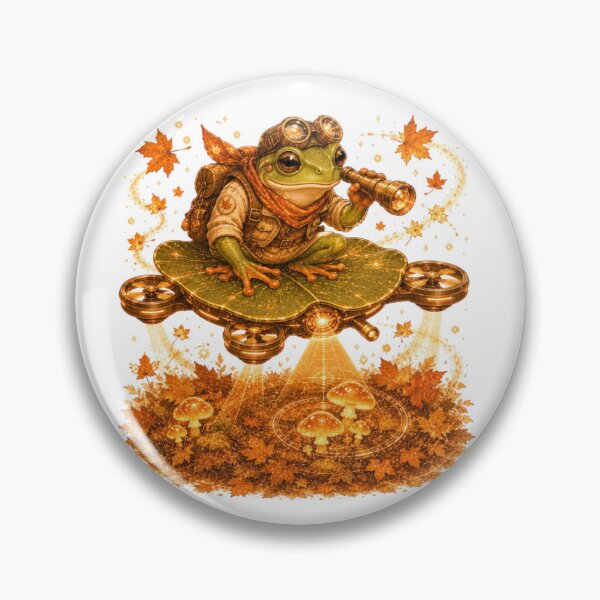 Item preview, Tech Frog Piloting Drone Lily Pad Steampunk Autumn designed and sold by AQUILAKREO.