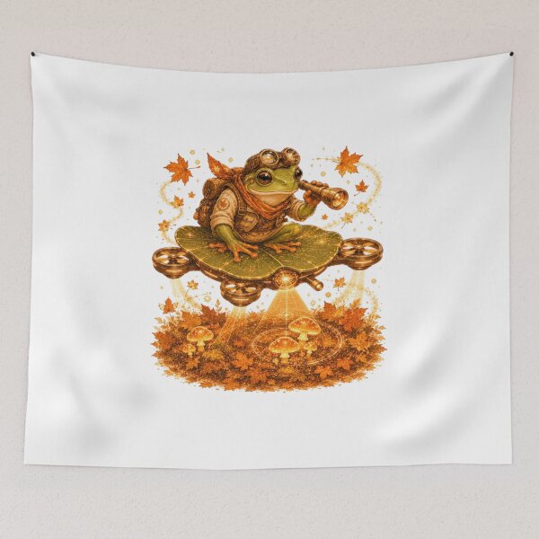 Item preview, Tech Frog Piloting Drone Lily Pad Steampunk Autumn designed and sold by AQUILAKREO.