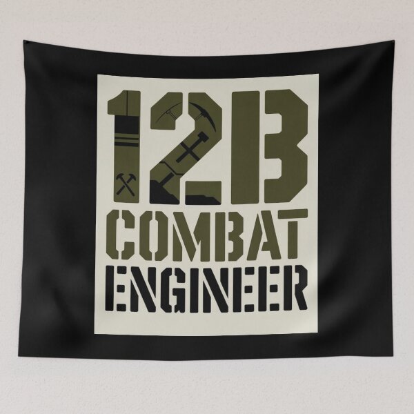 Item preview, 12B Combat Engineer — U.S. Army MOS Stencil Tool Icon Military Engineering Graphic White Background designed and sold by GFamilyC.