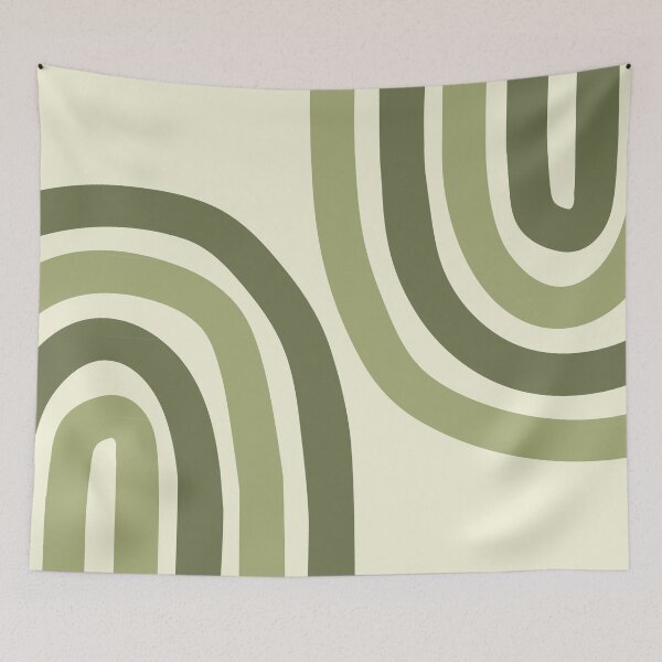 Item preview, Minimalist Boho Rainbow Abstract Art Pattern in Olive Sage designed and sold by nineFlorals.