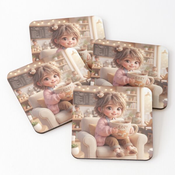 Item preview, Cute Girl Enjoying A Cozy Coffee Break designed and sold by Azurart2.