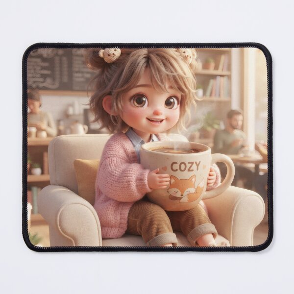 Item preview, Cute Girl Enjoying A Cozy Coffee Break designed and sold by Azurart2.