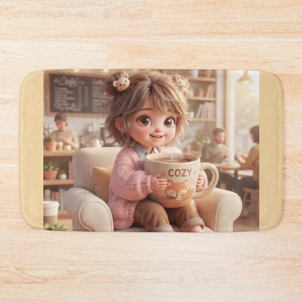Item preview, Cute Girl Enjoying A Cozy Coffee Break designed and sold by Azurart2.
