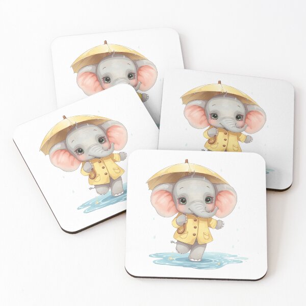 Item preview, An Adorable Young Elephant - Soft Pastel Colors Rainy Day designed and sold by DigitfanStudio.