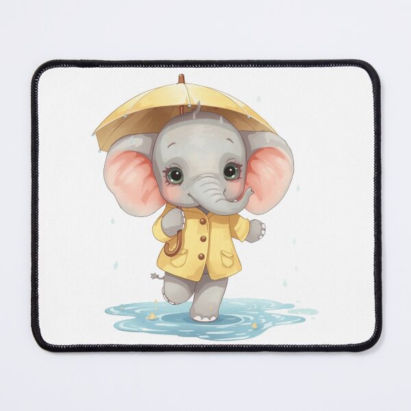 Item preview, An Adorable Young Elephant - Soft Pastel Colors Rainy Day designed and sold by DigitfanStudio.
