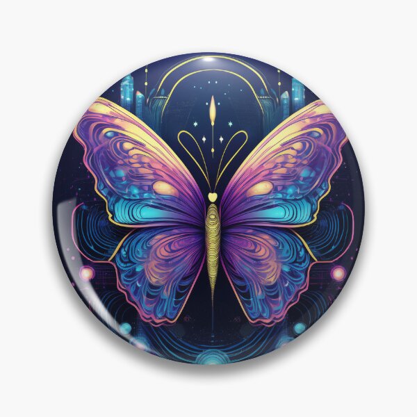 Item preview, Neon Cosmic Butterfly - Psychedelic Glowing Digital Art designed and sold by Outlet Raloel.