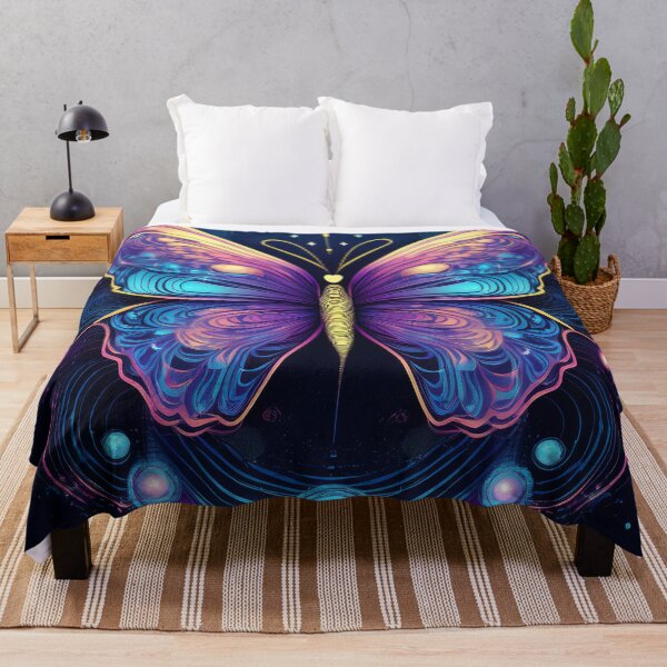 Item preview, Neon Cosmic Butterfly - Psychedelic Glowing Digital Art designed and sold by Outlet Raloel.