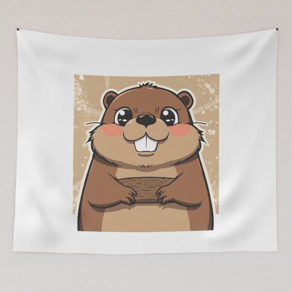 Item preview, Cute Kawaii Beaver Sticker | Adorable Cartoon Beaver Illustration with Big Teeth designed and sold by dreamz-world.