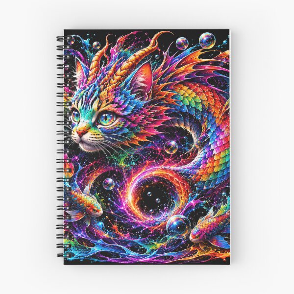 Item preview, Infinite Cosmic Cat Dragon | Hypnotic Neon Pop Art | Psychedelic Fantasy Koi Creature designed and sold by PLUSHIWORLDtm.