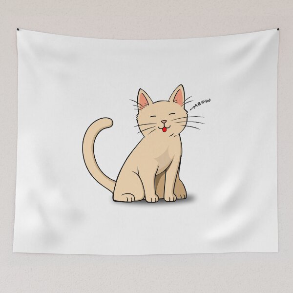 Item preview, Cute Meowing Cat with Tongue Out Illustration designed and sold by SandaiMaker.