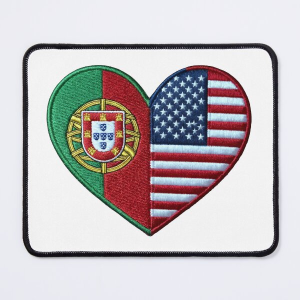 Item preview, Portugal USA Flag Heart Patch, Portuguese American Heritage Iron-On Embroidered Applique, Dual Citizenship Gift designed and sold by WonderWaresGifts.