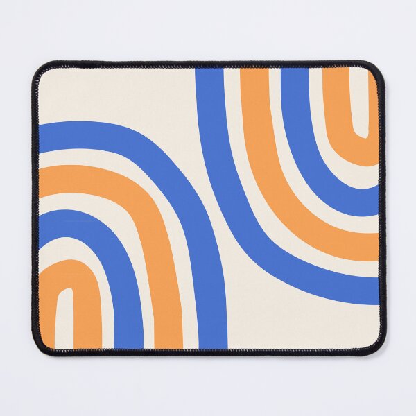 Item preview, Minimalist Boho Rainbow Abstract Art Pattern in Retro Blue and Orange designed and sold by nineFlorals.