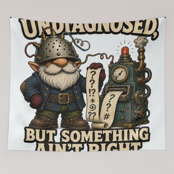 Item preview, Undiagnosed But Something Ain’t Right Funny Gnome designed and sold by WorldByFlowers.