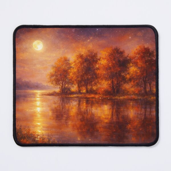 Item preview, Moody Autumn Moonlit River - Orange and Purple Landscape Painting designed and sold by Joey Santiago.