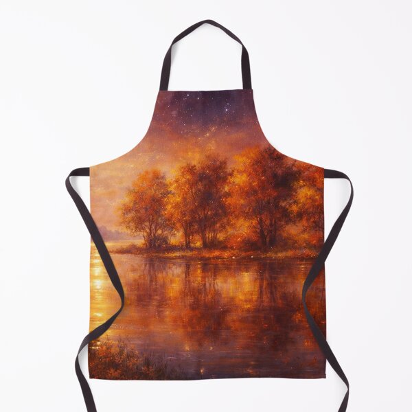 Item preview, Moody Autumn Moonlit River - Orange and Purple Landscape Painting designed and sold by Joey Santiago.