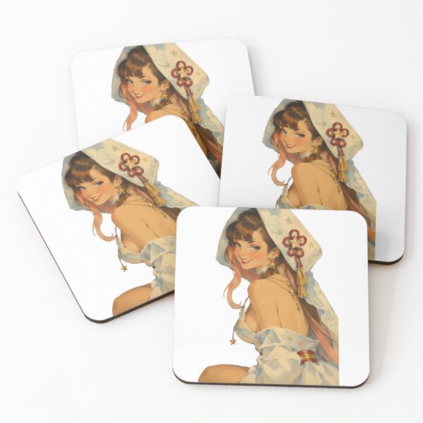 Item preview, Celestial Shrine Maiden Pin-Up | Original Fantasy Vintage Illustration designed and sold by Cosplayvintage.
