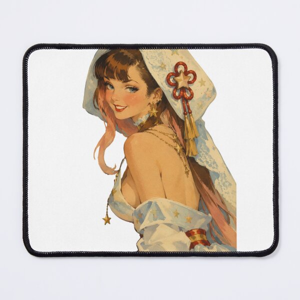 Item preview, Celestial Shrine Maiden Pin-Up | Original Fantasy Vintage Illustration designed and sold by Cosplayvintage.