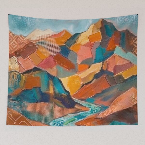Item preview, Terracotta-Teal Mountain View designed and sold by WeaveSphere.