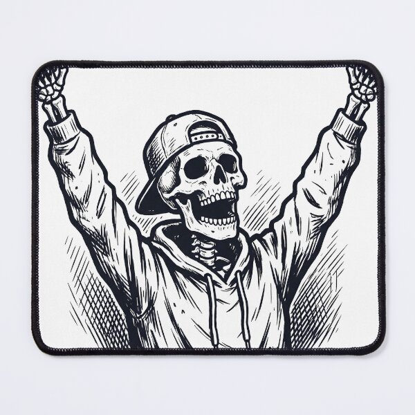 Item preview, Skeleton in Hoodie and Backwards Cap Raising Hands Victory designed and sold by MisteryDesigner.