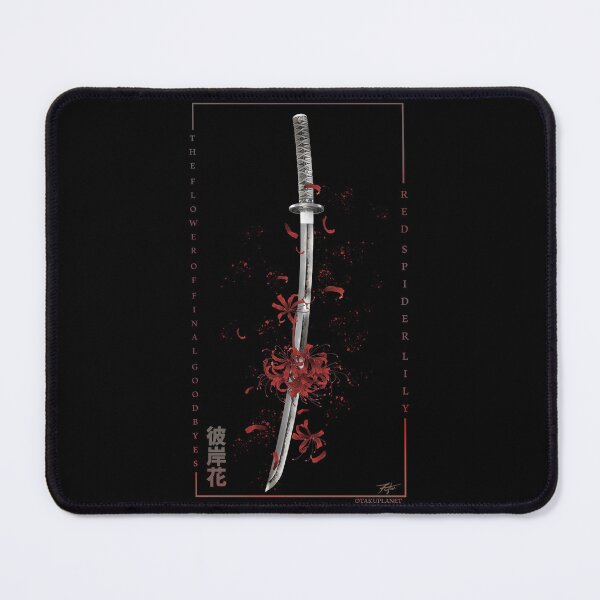 Item preview, Anime Katana with Higanbana or spider lily in Japanese Retro vaporwave Anime designed and sold by Otakuniverse.