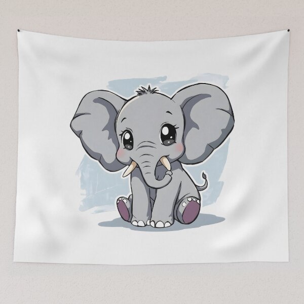 Item preview, Cute Kawaii Baby Elephant Sticker | Adorable Cartoon Elephant Safari Animal Illustration designed and sold by dreamz-world.