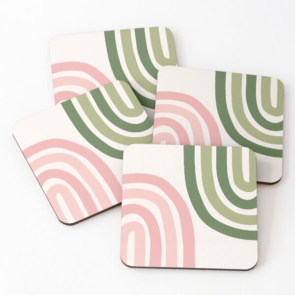 Item preview, Minimalist Boho Rainbow Abstract Art Pattern in Sage Pink designed and sold by nineFlorals.