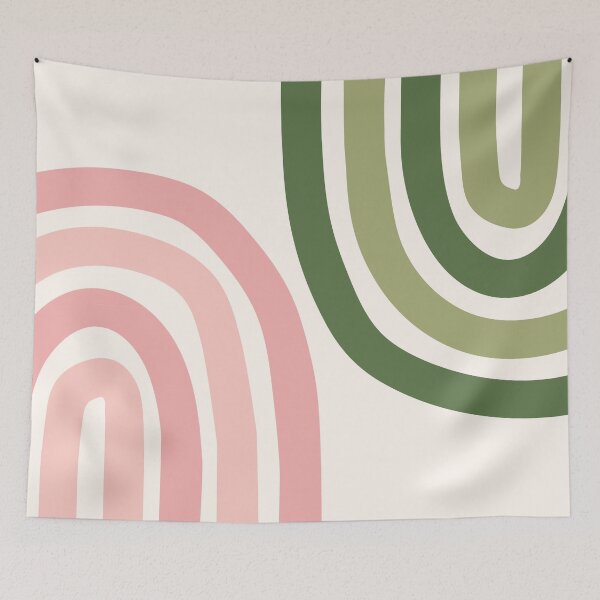 Item preview, Minimalist Boho Rainbow Abstract Art Pattern in Sage Pink designed and sold by nineFlorals.