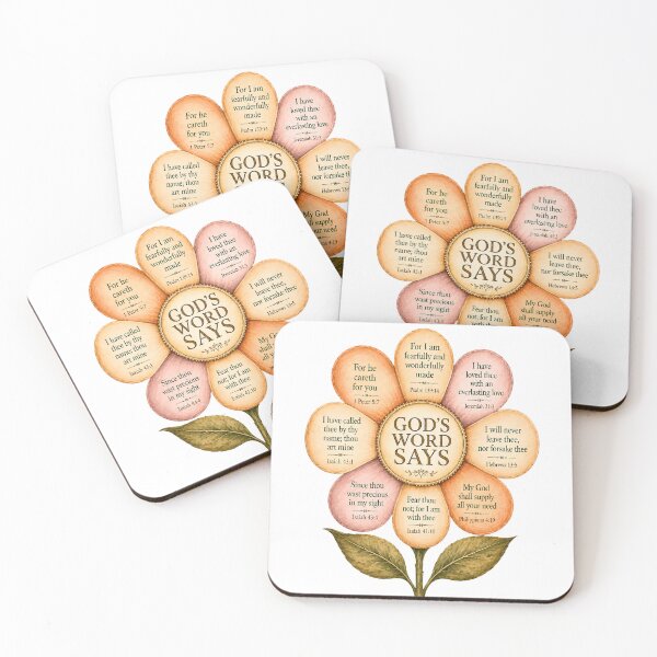 Item preview, God’s Word Says Eight KJV Bible Verses – Vintage Christian Flower designed and sold by FaithThroughEverySeason.