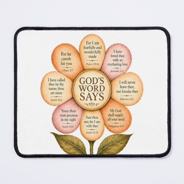 Item preview, God’s Word Says Eight KJV Bible Verses – Vintage Christian Flower designed and sold by FaithThroughEverySeason.