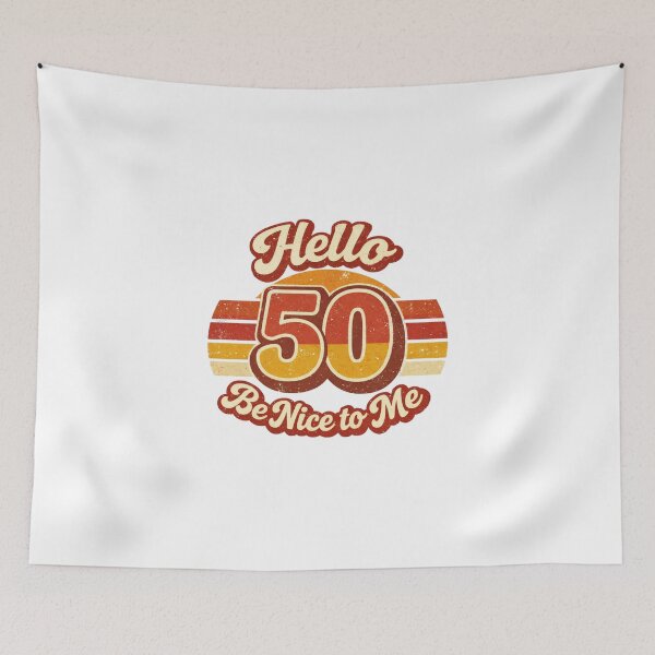 Item preview, Hello 50 Be Nice to Me | Funny 50th Birthday Typography T-Shirt designed and sold by rushaib.