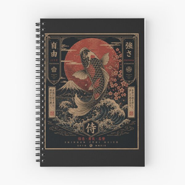 Item preview, Japanese Koi Fish Great Wave Mount Fuji Ukiyo-e designed and sold by 63Hotpeppers.