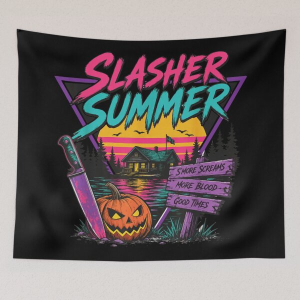 Item preview, Slasher Summer Horror Camp Cabin Machete Halloween Lake designed and sold by YubitaLeLe.